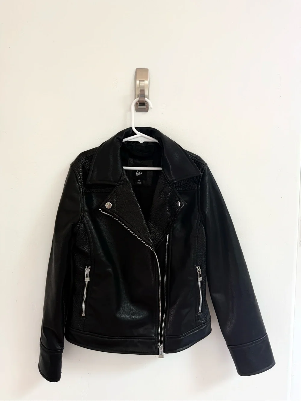 art class Black Faux Leather Moto Jacket with Silver Hardware
